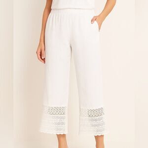 Chico’s Crochet Hem Linen Pants – Optic White – Size O (Regular)✨ 🤍